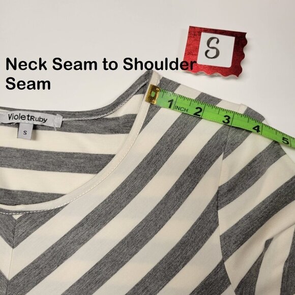 Violet Ruby Grey and White Striped Tunic Top Size S - Picture 5 of 8